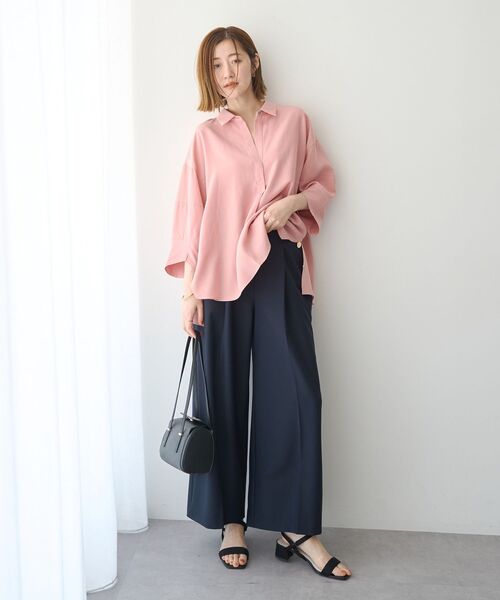 Editt by YECCA VECCA(エディットバイイェッカヴェッカ)の「バルーン袖スキッパーシャツ(シャツ/ブラウス・レディース・ストライプ/ダークカーキ/ピンク/アイボリー・FREE)」の14枚目の写真