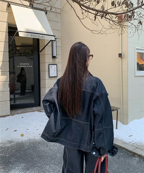 LAFFMO(ラフモ)の「【セットアップ】デニムバックベルトジャケット&カーブパンツ 上下2点セット(セットアップ・レディース・ダークブルー・S/XL/L/M)」の4枚目の写真