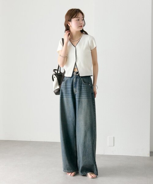 mystic(ミスティック)の「【ベルトがSET/3サイズ展開】ベルト付きカーブワイドデニム(デニムパンツ・レディース・オフホワイト/ブルー・2/0/1)」の13枚目の写真