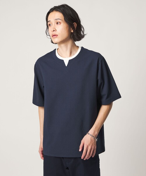 A DAY IN THE LIFE UNITED ARROWS(アデイインザライフユナイテッドアローズ)の「シルケット サッカー フェイクレイヤード キーネックカットソー-吸水速乾-<A DAY IN THE LIFE>(Tシャツ/カットソー・メンズ・ライトグレー/その他1/ネイビー・M/XL/L)」の17枚目の写真