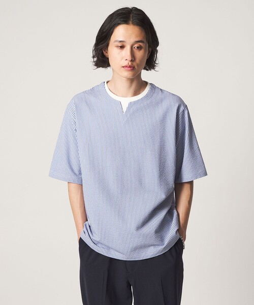A DAY IN THE LIFE UNITED ARROWS(アデイインザライフユナイテッドアローズ)の「シルケット サッカー フェイクレイヤード キーネックカットソー-吸水速乾-<A DAY IN THE LIFE>(Tシャツ/カットソー・メンズ・ライトグレー/その他1/ネイビー・M/XL/L)」の20枚目の写真