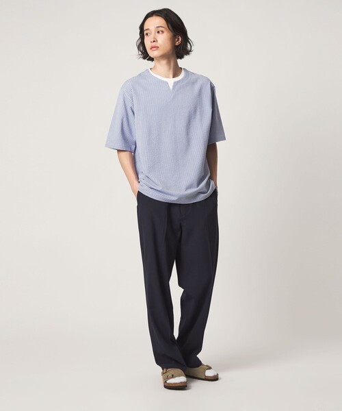 A DAY IN THE LIFE UNITED ARROWS(アデイインザライフユナイテッドアローズ)の「シルケット サッカー フェイクレイヤード キーネックカットソー-吸水速乾-<A DAY IN THE LIFE>(Tシャツ/カットソー・メンズ・ライトグレー/その他1/ネイビー・M/XL/L)」の21枚目の写真