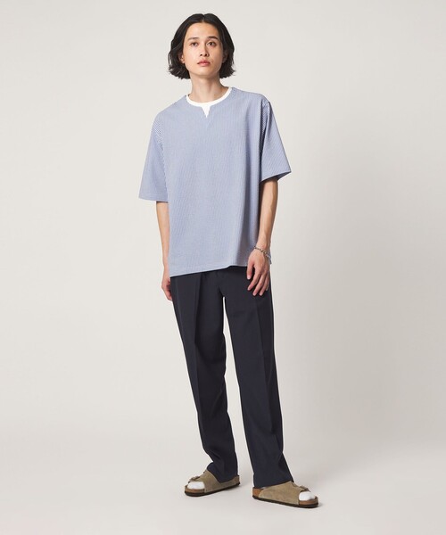 A DAY IN THE LIFE UNITED ARROWS(アデイインザライフユナイテッドアローズ)の「シルケット サッカー フェイクレイヤード キーネックカットソー-吸水速乾-<A DAY IN THE LIFE>(Tシャツ/カットソー・メンズ・ライトグレー/その他1/ネイビー・M/XL/L)」の22枚目の写真