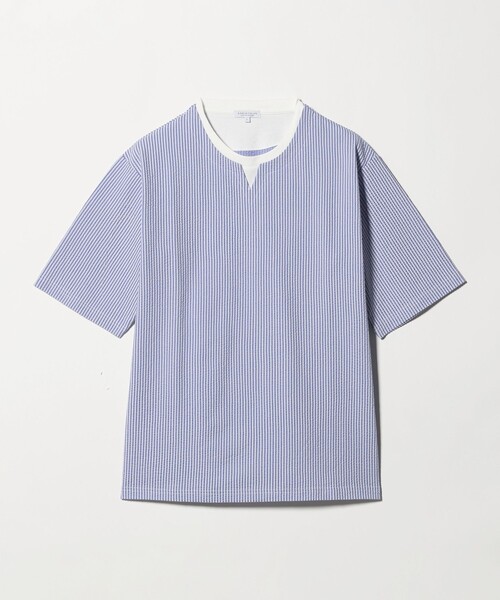 A DAY IN THE LIFE UNITED ARROWS(アデイインザライフユナイテッドアローズ)の「シルケット サッカー フェイクレイヤード キーネックカットソー-吸水速乾-<A DAY IN THE LIFE>(Tシャツ/カットソー・メンズ・ライトグレー/その他1/ネイビー・M/XL/L)」の8枚目の写真