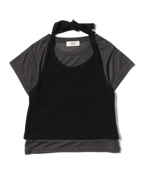 BEAMS HEART(ビームスハート)の「【3WAY・着回し抜群】ホルターネック タンクトップ × シアー Tシャツ(セットアイテム)(Tシャツ/カットソー・レディース・ブルー系/グレー系/ホワイト系・ONE SIZE)」の7枚目の写真