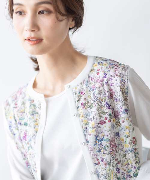 A/C DESIGN BY ALPHA CUBIC(エーシーデザインバイアルファキュービック)の「【Liberty】リバティプリントクルーネックカーディガン【洗える】(カーディガン/ボレロ・レディース・ネイビー/オフホワイト・M/L)」の19枚目の写真