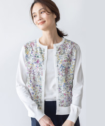 A/C DESIGN BY ALPHA CUBIC（エーシーデザインバイアルファキュービック）の「【Liberty】リバティプリントクルーネックカーディガン【洗える】（カーディガン/ボレロ）」