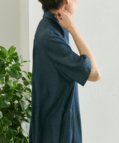 ear PAPILLONNER(イアパピヨネ)の「デニムプリーツワンピース【SUM1 STYLE】(ワンピース・レディース・ブラック/ブルー・FREE)」の20枚目の写真