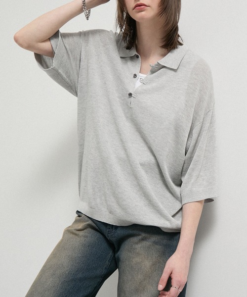 Alfred Alex(アルフレッドアレックス)の「【Alfred Alex】Dry Touch Skipper Knit Polo / コンパクトフィット スキッパーニットポロシャツ(ポロシャツ・メンズ・チャコール/ブルー/ライトグレー/ブラウン系/キャメル・M/L)」の20枚目の写真