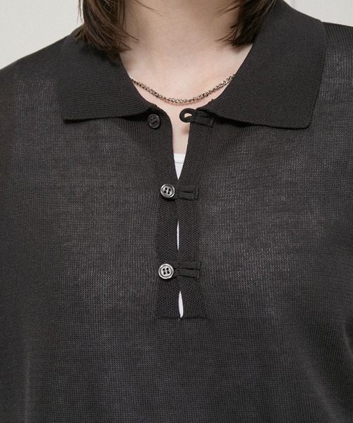 Alfred Alex(アルフレッドアレックス)の「【Alfred Alex】Dry Touch Skipper Knit Polo / コンパクトフィット スキッパーニットポロシャツ(ポロシャツ・メンズ・チャコール/ブルー/ライトグレー/ブラウン系/キャメル・M/L)」の11枚目の写真