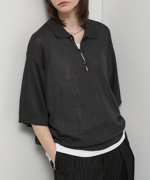 Alfred Alex(アルフレッドアレックス)の「【Alfred Alex】Dry Touch Skipper Knit Polo / コンパクトフィット スキッパーニットポロシャツ(ポロシャツ・メンズ・チャコール/ブルー/ライトグレー/ブラウン系/キャメル・M/L)」の12枚目の写真