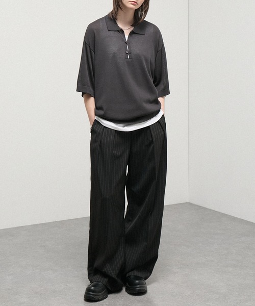 Alfred Alex(アルフレッドアレックス)の「【Alfred Alex】Dry Touch Skipper Knit Polo / コンパクトフィット スキッパーニットポロシャツ(ポロシャツ・メンズ・チャコール/ブルー/ライトグレー/ブラウン系/キャメル・M/L)」の14枚目の写真