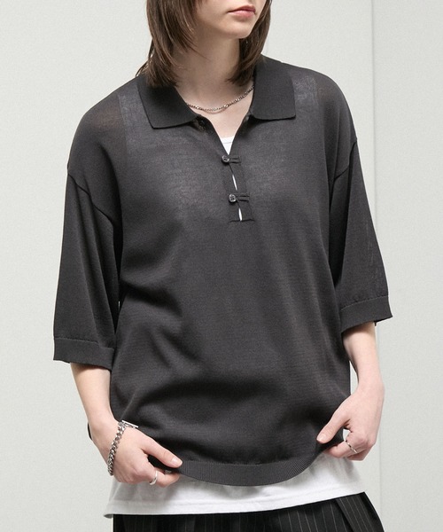 Alfred Alex(アルフレッドアレックス)の「【Alfred Alex】Dry Touch Skipper Knit Polo / コンパクトフィット スキッパーニットポロシャツ(ポロシャツ・メンズ・チャコール/ブルー/ライトグレー/ブラウン系/キャメル・M/L)」の17枚目の写真