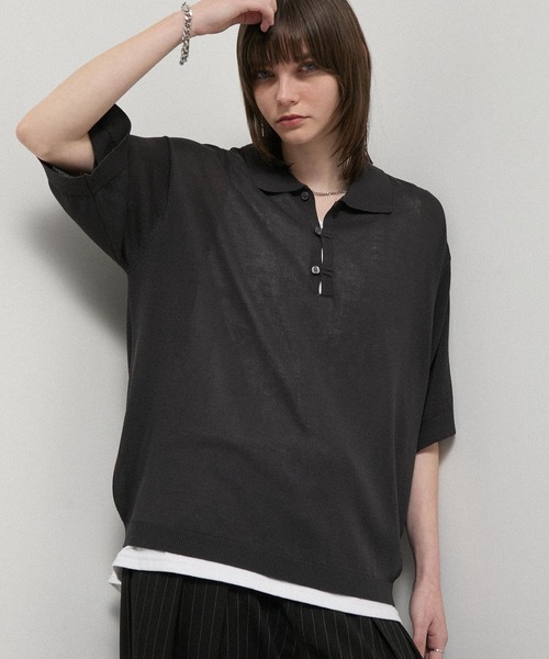 Alfred Alex(アルフレッドアレックス)の「【Alfred Alex】Dry Touch Skipper Knit Polo / コンパクトフィット スキッパーニットポロシャツ(ポロシャツ・メンズ・チャコール/ブルー/ライトグレー/ブラウン系/キャメル・M/L)」の18枚目の写真