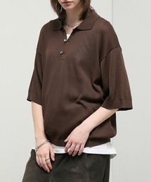 ニットポロシャツ」に該当するブラウン/茶色系のファッション通販