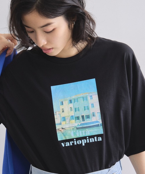 &. NOSTALGIA(アンドドットノスタルジア)の「フォトプリントTシャツ(Tシャツ/カットソー・レディース・オフホワイト/ブラック・M)」の5枚目の写真