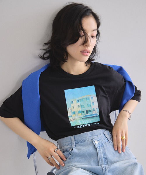 &. NOSTALGIA(アンドドットノスタルジア)の「フォトプリントTシャツ(Tシャツ/カットソー・レディース・オフホワイト/ブラック・M)」の8枚目の写真