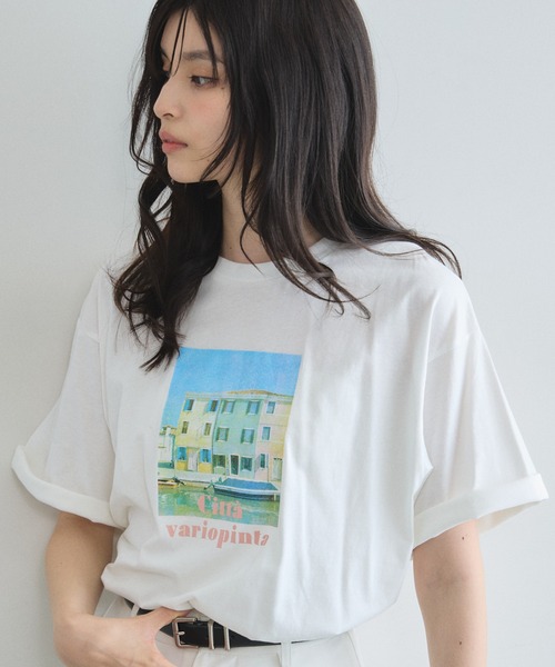 &. NOSTALGIA(アンドドットノスタルジア)の「フォトプリントTシャツ(Tシャツ/カットソー・レディース・オフホワイト/ブラック・M)」の11枚目の写真