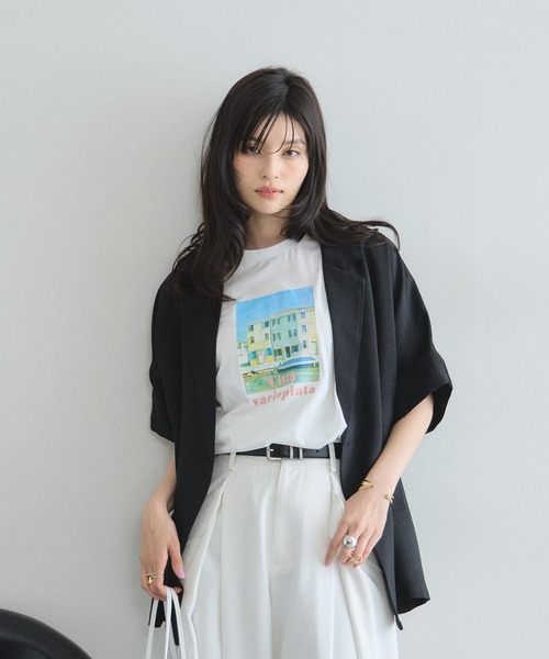 &. NOSTALGIA(アンドドットノスタルジア)の「フォトプリントTシャツ(Tシャツ/カットソー・レディース・オフホワイト/ブラック・M)」の14枚目の写真