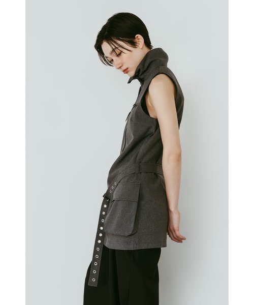 Knuth Marf（クヌースマーフ）の「stand neck mini dress（ワンピース・レディース・ストライプ/グレー・FREE）」の6枚目の写真