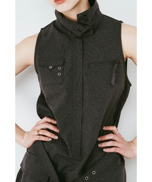 Knuth Marf（クヌースマーフ）の「stand neck mini dress（ワンピース・レディース・ストライプ/グレー・FREE）」の10枚目の写真