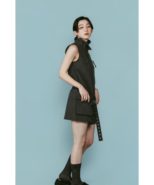 Knuth Marf（クヌースマーフ）の「stand neck mini dress（ワンピース・レディース・ストライプ/グレー・FREE）」の15枚目の写真