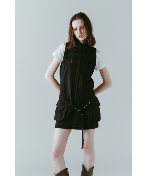 Knuth Marf（クヌースマーフ）の「stand neck mini dress（ワンピース・レディース・ストライプ/グレー・FREE）」の18枚目の写真