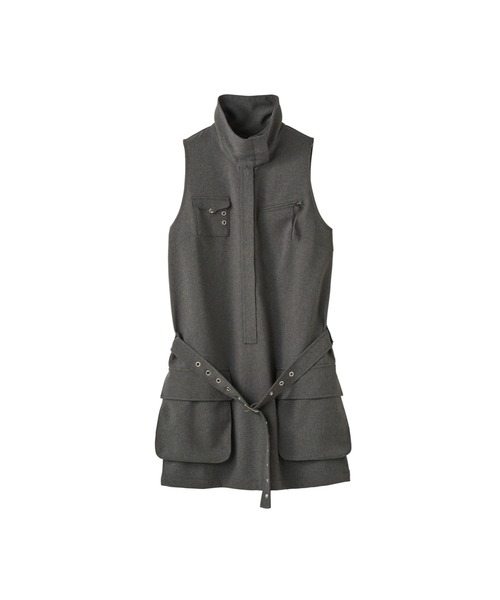 Knuth Marf（クヌースマーフ）の「stand neck mini dress（ワンピース・レディース・ストライプ/グレー・FREE）」の4枚目の写真