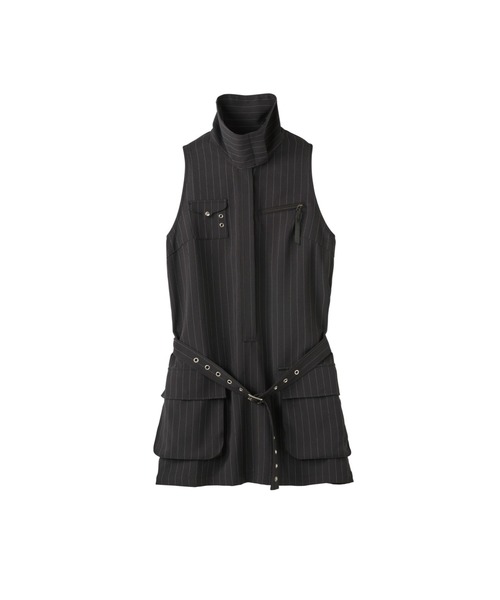 Knuth Marf（クヌースマーフ）の「stand neck mini dress（ワンピース・レディース・ストライプ/グレー・FREE）」の3枚目の写真