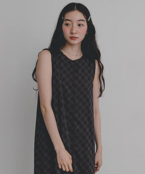 SENSE OF PLACE by URBAN RESEARCH(センスオブプレイスバイアーバンリサーチ)の「チェックシアーナローワンピース(ワンピース・レディース・ベージュ系その他/ブラック系その他/ブラウン系その他・ONE/S)」の10枚目の写真