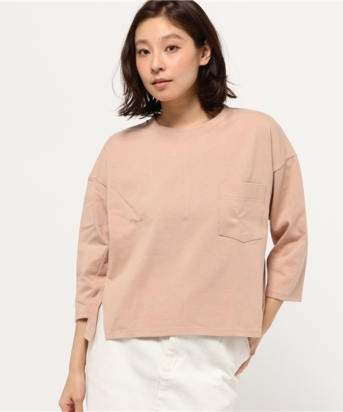 GLOBAL WORK（グローバルワーク）の「コットンポケツキプルオーバー7分袖/709465（Tシャツ/カットソー・レディース・グレー/ネイビー/ブラウン/ホワイト系その他/ライトピンク・LARGE/MEDIUM）」の5枚目の写真