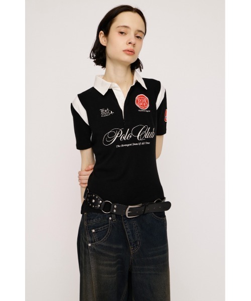 SLY(スライ)の「POLO UNIFORM TOPS ポロユニフォームトップス 夏服(ポロシャツ・レディース・ネイビー/ブラック・FREE)」の3枚目の写真