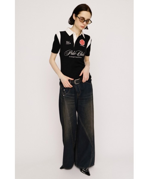 SLY(スライ)の「POLO UNIFORM TOPS ポロユニフォームトップス 夏服(ポロシャツ・レディース・ネイビー/ブラック・FREE)」の4枚目の写真