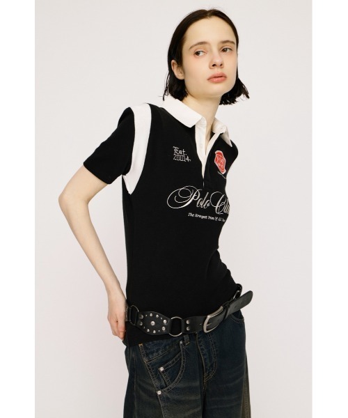 SLY(スライ)の「POLO UNIFORM TOPS ポロユニフォームトップス 夏服(ポロシャツ・レディース・ネイビー/ブラック・FREE)」の5枚目の写真
