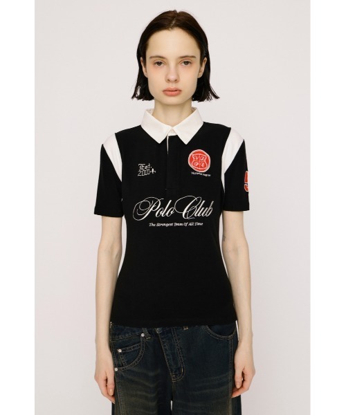 SLY(スライ)の「POLO UNIFORM TOPS ポロユニフォームトップス 夏服(ポロシャツ・レディース・ネイビー/ブラック・FREE)」の6枚目の写真