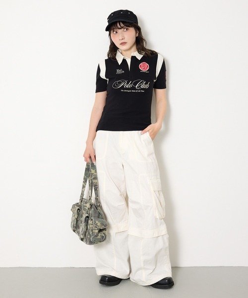 SLY(スライ)の「POLO UNIFORM TOPS ポロユニフォームトップス 夏服(ポロシャツ・レディース・ネイビー/ブラック・FREE)」の21枚目の写真