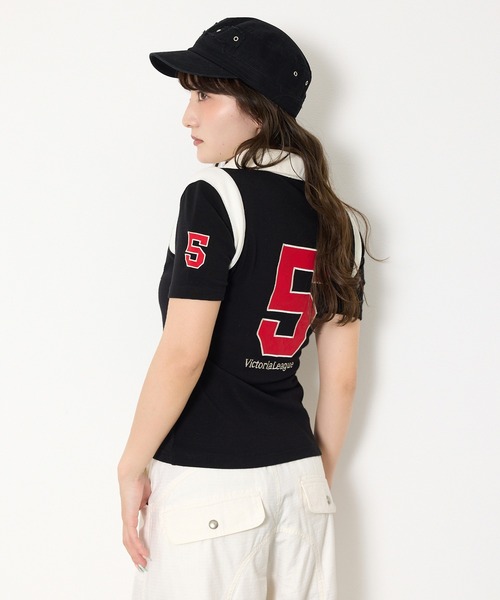 SLY(スライ)の「POLO UNIFORM TOPS ポロユニフォームトップス 夏服(ポロシャツ・レディース・ネイビー/ブラック・FREE)」の22枚目の写真