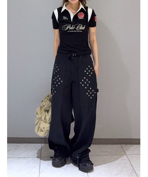 SLY(スライ)の「POLO UNIFORM TOPS ポロユニフォームトップス 夏服(ポロシャツ・レディース・ネイビー/ブラック・FREE)」の16枚目の写真