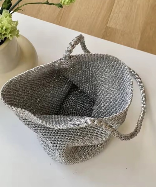 enlit（エンリット）の「【 elint 】 バケツ型 編み ショルダーバッグ（ショルダーバッグ・レディース・ゴールド/ブラウン/シルバー/レッド/ブルー・FREE）」の17枚目の写真