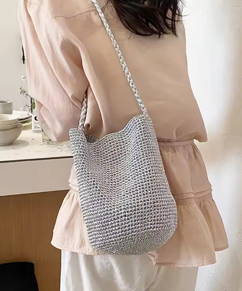 enlit（エンリット）の「【 elint 】 バケツ型 編み ショルダーバッグ（ショルダーバッグ・レディース・ゴールド/ブラウン/シルバー/レッド/ブルー・FREE）」の12枚目の写真