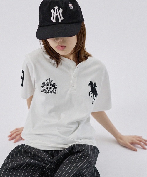 MSG(エムエスジー)の「ポニーグラフィックヘンリーネック半袖コットンTシャツ(Tシャツ/カットソー・メンズ・ピンク/ネイビー/ワイン/ホワイト/ブラック・XL/S/M/L)」の3枚目の写真
