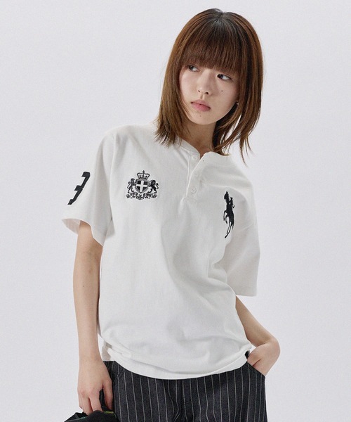 MSG(エムエスジー)の「ポニーグラフィックヘンリーネック半袖コットンTシャツ(Tシャツ/カットソー・メンズ・ピンク/ネイビー/ワイン/ホワイト/ブラック・XL/S/M/L)」の9枚目の写真