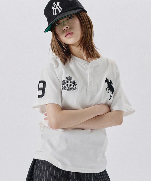 MSG(エムエスジー)の「ポニーグラフィックヘンリーネック半袖コットンTシャツ(Tシャツ/カットソー・メンズ・ピンク/ネイビー/ワイン/ホワイト/ブラック・XL/S/M/L)」の10枚目の写真