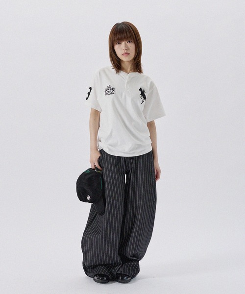 MSG(エムエスジー)の「ポニーグラフィックヘンリーネック半袖コットンTシャツ(Tシャツ/カットソー・メンズ・ピンク/ネイビー/ワイン/ホワイト/ブラック・XL/S/M/L)」の14枚目の写真