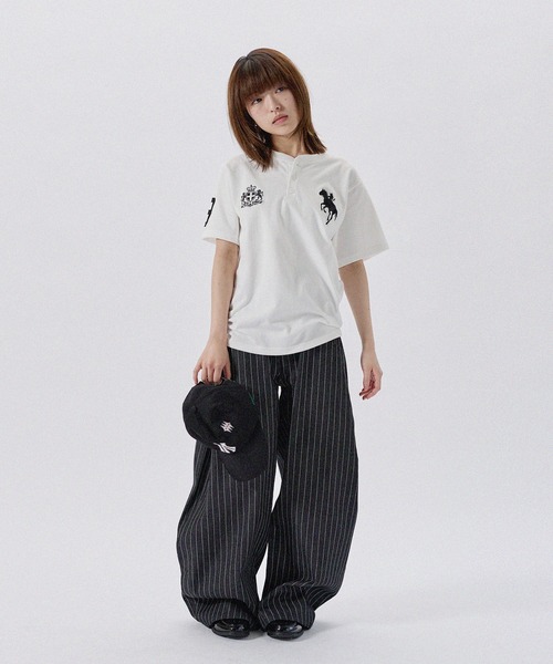 MSG(エムエスジー)の「ポニーグラフィックヘンリーネック半袖コットンTシャツ(Tシャツ/カットソー・メンズ・ピンク/ネイビー/ワイン/ホワイト/ブラック・XL/S/M/L)」の11枚目の写真