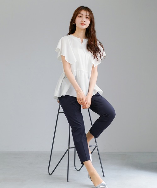 WHITE JOOLA(ホワイトジョーラ)の「【 接触冷感・洗える 】 クールタフタストレッチ・センタープレス入りテーパードパンツ(その他パンツ・レディース・ネイビー/チャコールグレー/ブラック・S/M/L)」の20枚目の写真