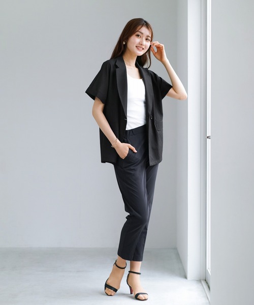 WHITE JOOLA(ホワイトジョーラ)の「【 接触冷感・洗える 】 クールタフタストレッチ・センタープレス入りテーパードパンツ(その他パンツ・レディース・ネイビー/チャコールグレー/ブラック・S/M/L)」の21枚目の写真