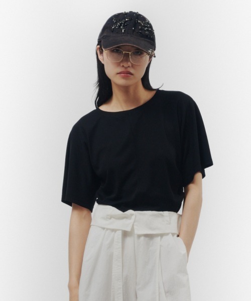THINGS THAT MATTER(シングス ザット マター)の「SIDE GATHERED CROPPED TEE / サイド ギャザード クロップド ティー(Tシャツ/カットソー・レディース・ブラウン/ブラック・FREE)」の20枚目の写真