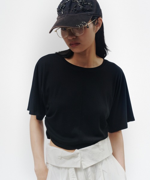 THINGS THAT MATTER(シングス ザット マター)の「SIDE GATHERED CROPPED TEE / サイド ギャザード クロップド ティー(Tシャツ/カットソー・レディース・ブラウン/ブラック・FREE)」の21枚目の写真