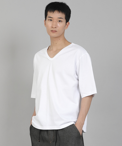 SAINTCREW（セントクルー）の「無地Vネック16sコットン5部半袖TシャツV-8A01ホワイト（Tシャツ/カットソー・メンズ・その他・LARGE/XXXX-LARGE/MEDIUM/X-LARGE/XX-LARGE/XXX-LARGE）」の4枚目の写真